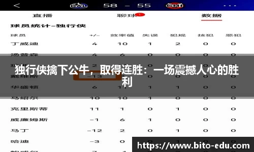 独行侠擒下公牛，取得连胜：一场震撼人心的胜利